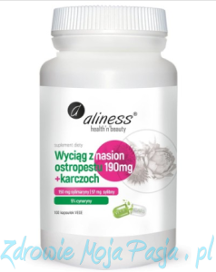 Wyciąg z nasiona ostropestu 190 mg + karczoch 100 caps vege, Aliness  