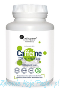 Caffeine 200 mg + guarana x 100 kapsułek vege - Aliness 