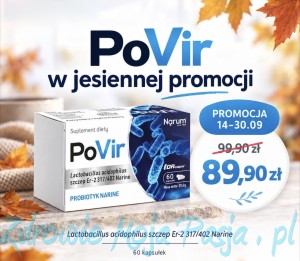 PoVir NARUM - OSŁABIENIE I NAWRACAJĄCE INFEKCJE 400 mg / 60 kapsułek  NARINE